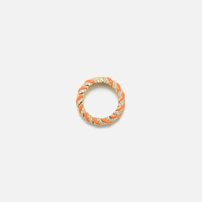 Yvonne Leon Diamond Torsade Twist Ring - Yellow Gold / Orange